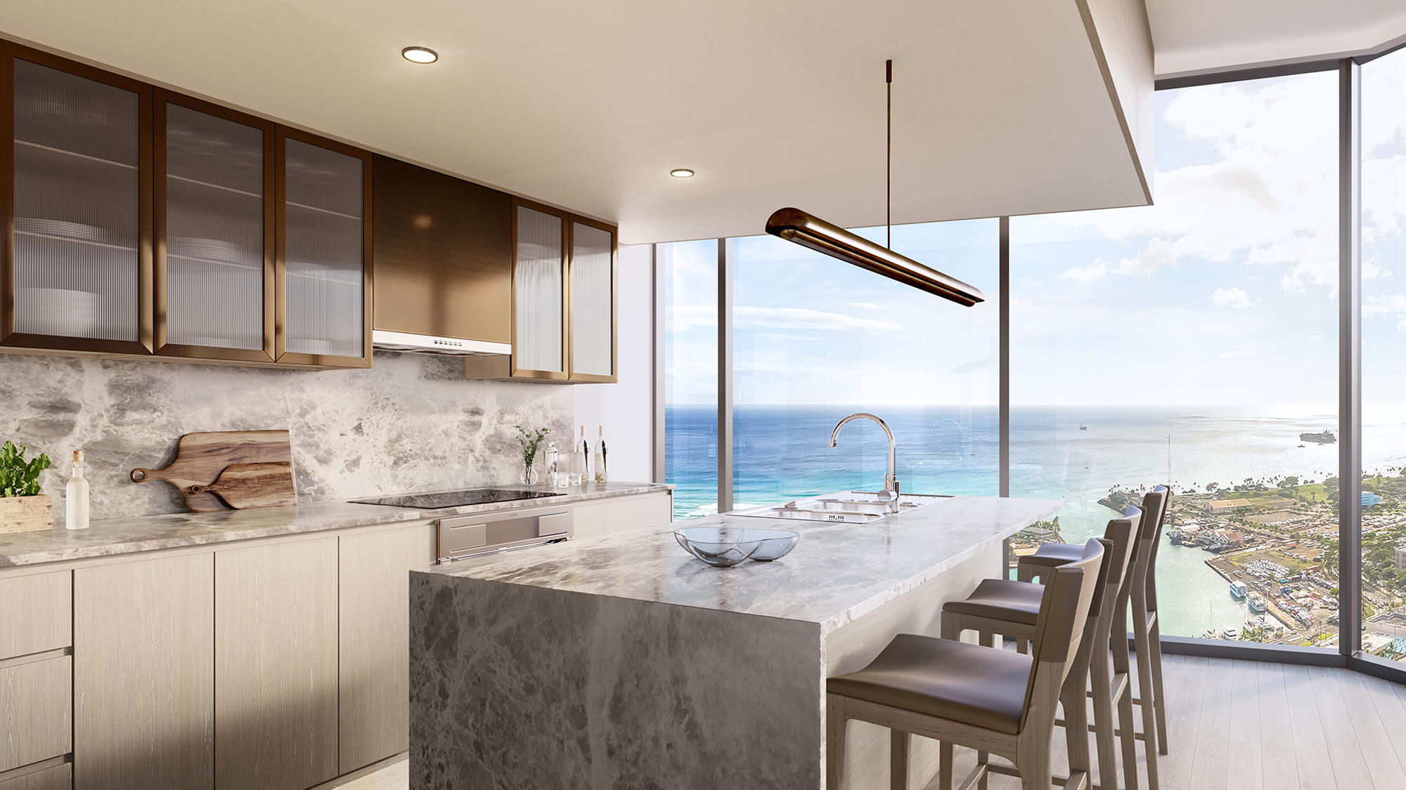 Residence 3A Kitchen overlooking the Pacific Ocean