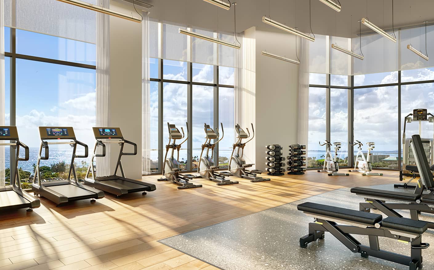 The Fitness Center overlooking the Pacific Ocean